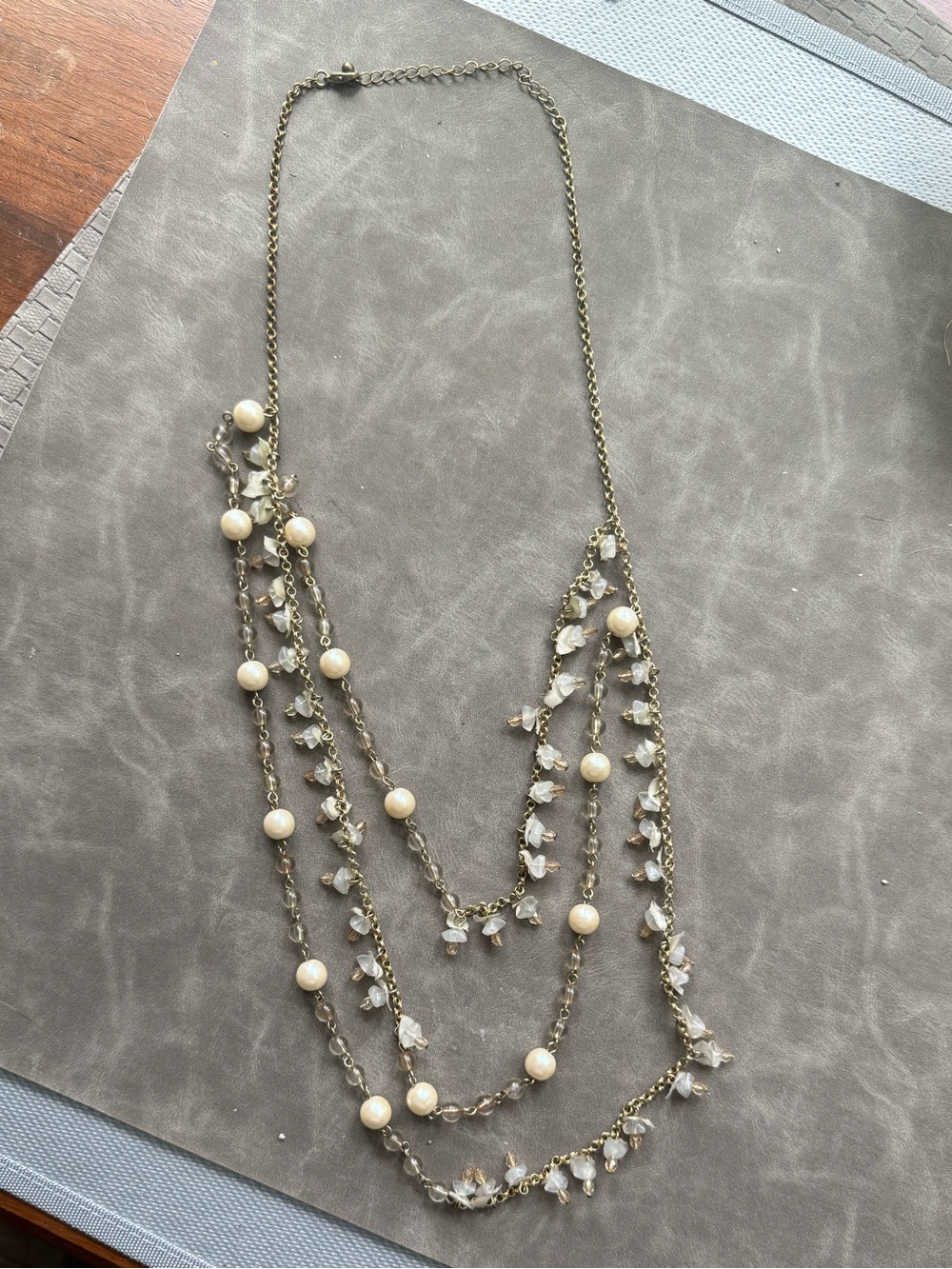 Layered multi strand Pearl and Crystal Necklace